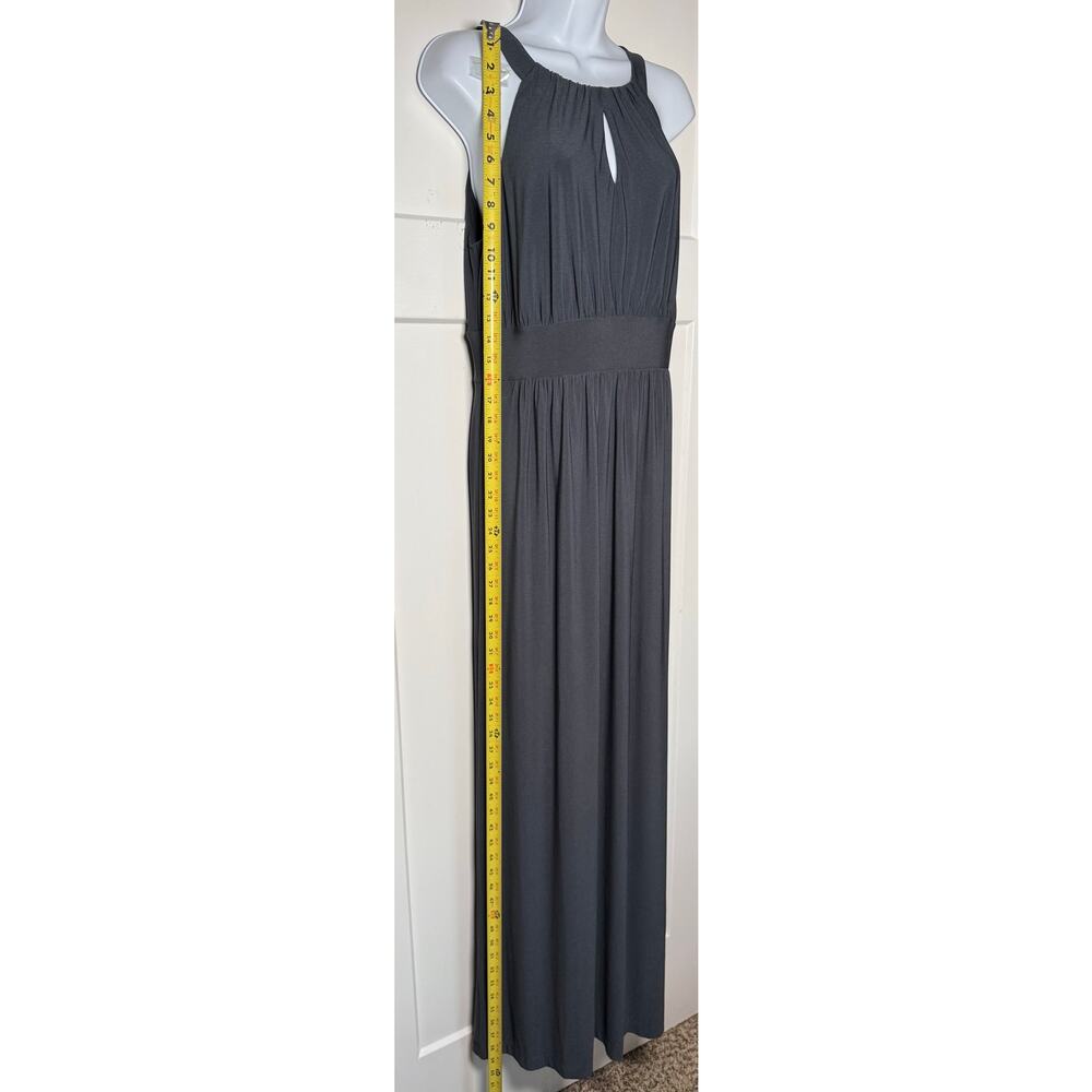 Carmen Carmen Marc Valvo Maxi Dress Sleeveless Dark Gray Keyhole MEDIUM - Picture 7 of 9